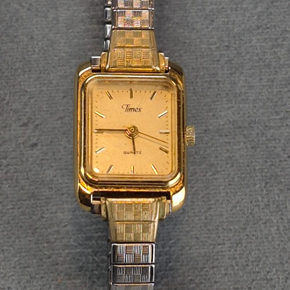 Vintage Timex Speidel Quartz Gold Silver Tone Women's Elastic Band PARTS ONLY